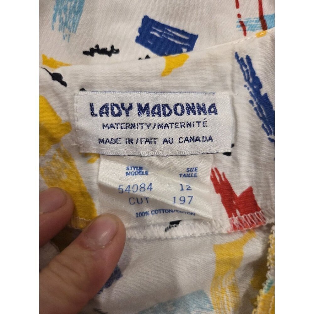 Lady Madonna Maternity Button Front Cotton Shirt Tunic Abstract Print Sz 12 Read - Picture 3 of 12